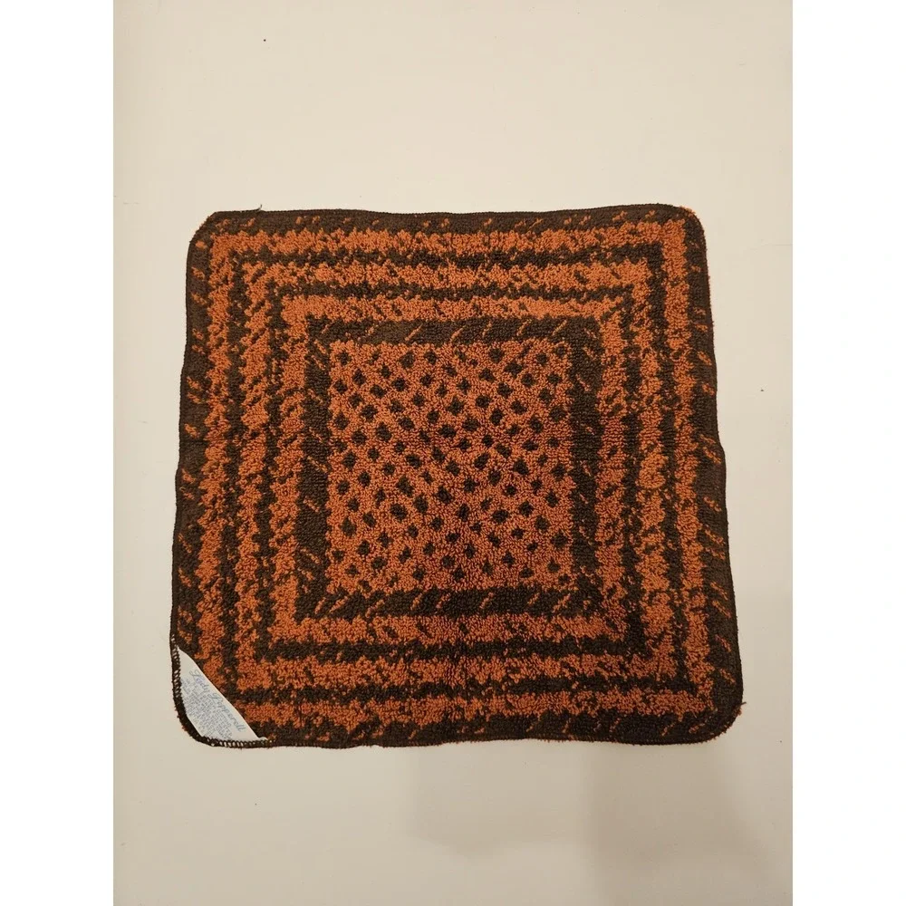 Vintage Lady Pepperell 70s Brown Orange Towel Set 2 Bath/2 Hand/2 Wash MCM Mod